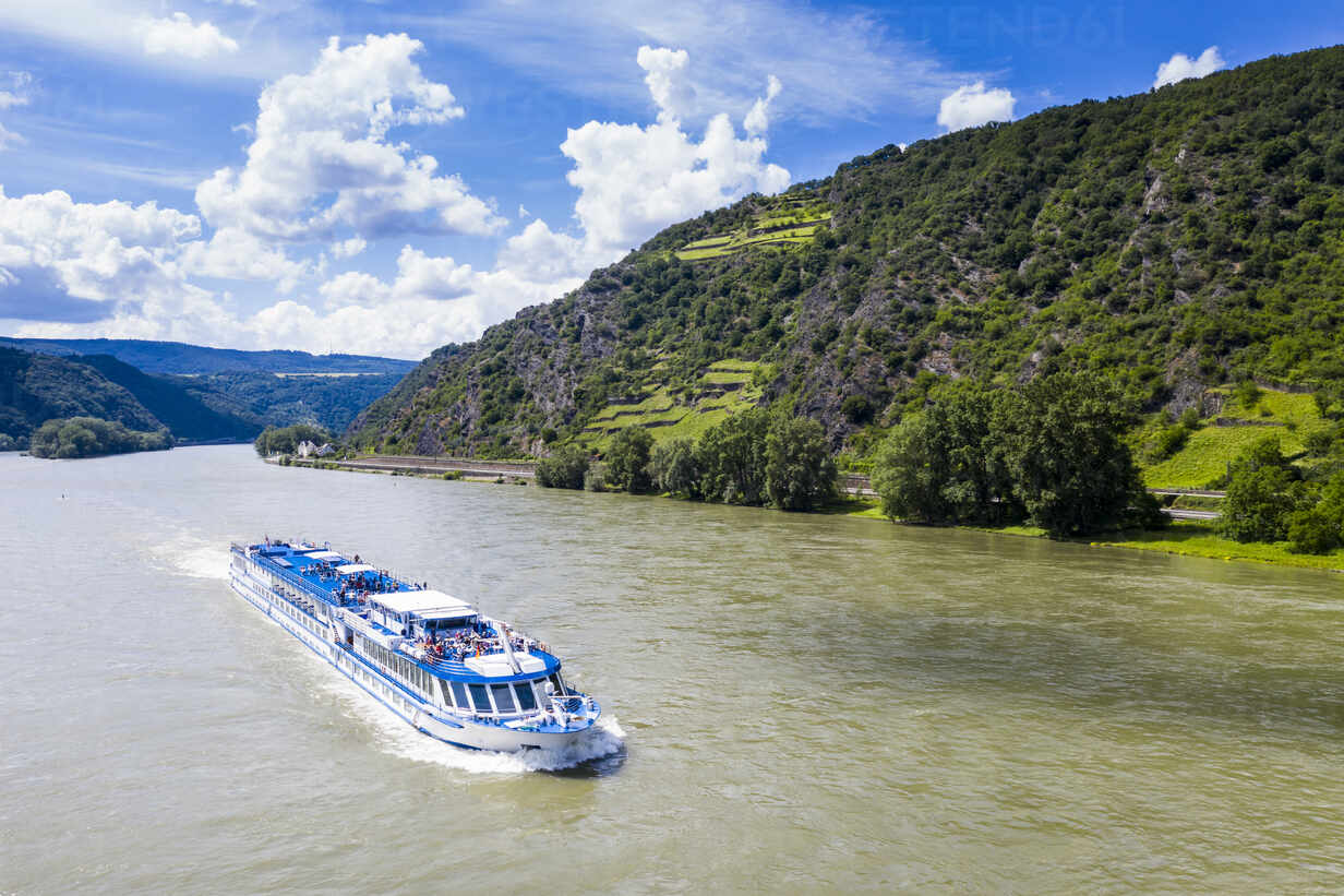 Cruise ship on the Rhine, Unesco world heritage sight Midle Rhine valley, Germany